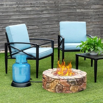 Tangkula Outdoor 40000 BTU Gas Fire Pit Table Electronic Propane Ignition Lava Rock BrownGrey 4 Tangkula Outdoor 40000 BTU Gas Fire Pit Table Electronic Propane Ignition Lava Rock BrownGrey - Image 2