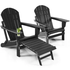 Tangkula 2PCS Adirondack Chair W/Ergonomic Design&Ottoman Outdoor Armchair HDPE Chair For Yard&Patio Black/Coffee/Grey/Turquoise/White -Tangkula GUEST bd927223 4933 4a36 b84c 859df3e84799