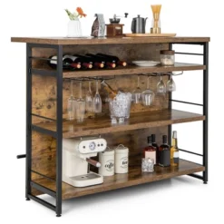 Tangkula Industrial Kitchen Island Bar Table 4-Tier Storage Shelf Drinks Rack Glass Holders -Tangkula GUEST bdd636e4 2ace 4279 a134 3a7468fe7663