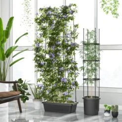 Tangkula 2-Pack Garden Trellis, 58.5” Tomato Cage & 71” Cucumber Trellis W/ Planter Box Self-Priming Irrigation -Tangkula GUEST bdecc666 2aba 4eb0 875a 51d3e85dc070