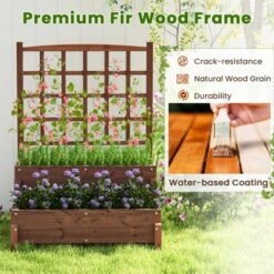 Tangkula Raised Garden Bed W/ Trellis W/ Drainage Holes Legs Twisting Rope For Backyard -Tangkula GUEST be0c5b7f a590 4f72 8a57 0751f79363b5