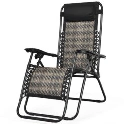 Tangkula Grey Folding Recliner 2PCS Patio Rattan Zero Gravity Lounge Chair With Headrest -Tangkula GUEST be147d2b cdfc 4ea5 8c55 b4001b2357cb 1