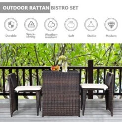 Tangkula 3 PCS Cushioned Wicker Patio Furniture Set Seat Sofa Outdoor No Assembly Brown -Tangkula GUEST be5d149e 34b3 4530 a2c2 a64e12181422