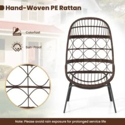 Tangkula PE Wicker Egg Chair Patio Cocoon Lounger W/ Comfortable Cushions & Metal Frame 18 Tangkula PE Wicker Egg Chair Patio Cocoon Lounger W/ Comfortable Cushions & Metal Frame -Tangkula GUEST be7448de bba6 4781 8e9a e5234aebd700