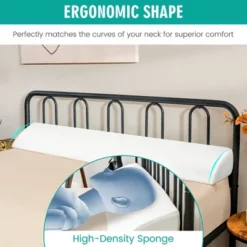 Tangkula Queen Size Bed Wedge Pillow With Side Pocket Bed Gap Filler 60" X 10" X 6" White -Tangkula GUEST be9e1e9c d621 4fca be05 ecbd418902d6