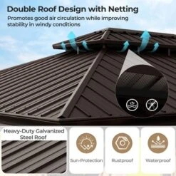 Tangkula 12' X 16' Double-Roof Hardtop Gazebo With Galvanized Steel Roof Netting Outdoor -Tangkula GUEST bebdfde2 0b09 4014 9b47 032f4c83cdd3