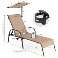 Tangkula Set Of 2 Heavy-Duty Chaise Lounge 5-Level Adjustable Patio Recliner Canopy -Tangkula GUEST bf16878f 5acf 48cb ae8c c41c85d17982