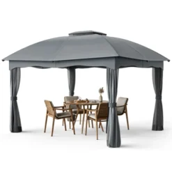 Tangkula 12' X 10' Patio Heavy Duty Steel Gazebo Canopy Double Vented Outdoor Gray -Tangkula GUEST bf2f950f 3d23 45d6 86a4 16d8ab4efd86