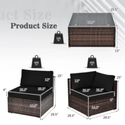 Tangkula 6PCS Wicker Patio Sectional Conversation Furniture Set With Coffee Table & Seat Cushions Navy/Black/Turquoise/Red -Tangkula GUEST bf4b5104 9c8a 4f01 80dd 4ae490ef5c0d