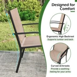 Tangkula Outdoor Dining Chairs Set Of 2 W/ Breathable Fabric Armrests High Back 15 Tangkula Outdoor Dining Chairs Set Of 2 W/ Breathable Fabric Armrests High Back -Tangkula GUEST bf4bd495 a246 4e52 918c 475fdbede351