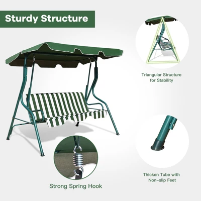 Tangkula 3-Seats Outdoor Glider Hammock With Adjustable Waterproof Canopy Aluminum Frame Patio Swing Chair 11 Tangkula 3-Seats Outdoor Glider Hammock With Adjustable Waterproof Canopy Aluminum Frame Patio Swing Chair - Image 9