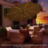 Tangkula 10FT Solar Patio Umbrella With 112 LED Lights Outdoor Table Market Umbrella With Crank Lifting Handle & Push Button Tilt System Coffee
