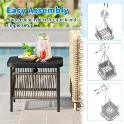 Tangkula Outdoor PE Rattan Side Table W/ 1.57" Umbrella Hole Square Patio End Table -Tangkula GUEST bfb1bac9 a3b2 4260 bc8a 93db4c224006