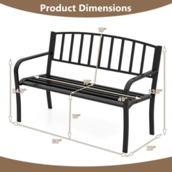 Tangkula 50 Inches Garden Bench W/ Slatted Backrest & Curved Armrests For Porch -Tangkula GUEST bfb9ec1e bb78 4a81 a347 da3c72a8741c