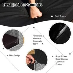 Tangkula 9 Pieces Outdoor Patio Furniture Set W/ 32" Propane Fire Pit Table Sectional Sofa Set W/ Storage Box Black/Gray/Navy/Red/Turquoise/Off White -Tangkula GUEST bfc47221 c65b 4a5e 82d4 b91b648173ee 1