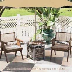 Tangkula 21.5 Inches Outdoor PE Rattan Side Table W/ Resin Tabletop Umbrella Hole -Tangkula GUEST bffcc9fb ebde 43f2 9cab ba3212a0b426