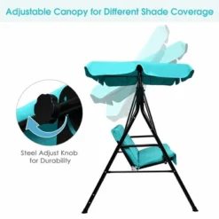 Tangkula Blue Outdoor Swing Canopy Patio Swing Chair 2-Person Canopy Hammock -Tangkula GUEST c01509ed 900b 4e3f 81f0 4b9c003d0ef8