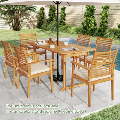Tangkula Outdoor Wooden Dining Table For 4-6 71" Acacia Wood Table 5 Tangkula Outdoor Wooden Dining Table For 4-6 71" Acacia Wood Table - Image 3
