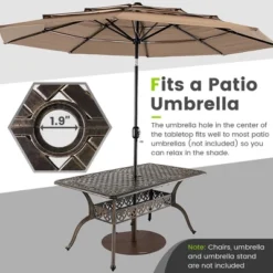 Tangkula 59" Patio Rectangle Dining Table Outdoor Cast Aluminum Table W/ Umbrella Hole -Tangkula GUEST c0982d5a 6680 4225 a1a9 c5073566062a