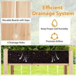 Tangkula Raised Garden Bed W/ Trellis Wooden Elevated Planter Box W/ Legs & Liner Natural -Tangkula GUEST c0a1f618 a48b 4439 a90d f655380bdfc8