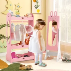 Tangkula Kids Jewelry Armoire Cabinet Free-Standing Full Length Mirror With Storage And 4 Tilt Angles -Tangkula GUEST c0c0ce13 3034 4b28 bdbc 0dd8c5d38619