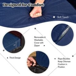 Tangkula 9PCS Furniture Set W/ 32" Fire Pit Table 50,000 BTU Square Propane Fire Pit Patio Navy -Tangkula GUEST c11ff663 9e50 4643 9356 0b688014544a