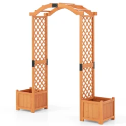 Tangkula 79" Tall Archway Trellis For Climbing Plants Vegetables W/ Planter Boxes -Tangkula GUEST c1c4601b 1d8b 4154 af47 fb244688d75d