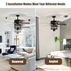 Tangkula 50" Ceiling Fan With Lights Reversible Blades W/ Pull Chain Control Living Room -Tangkula GUEST c1c8db48 c1c3 44b5 8097 ca2f67fc8fbf