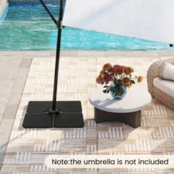 Tangkula 4 Pieces Offset Patio Umbrella Base 220 LBS Large Square Plastic Outdoor Umbrella Stand -Tangkula GUEST c1f76501 ae93 429b 8b31 a6e2283d365b