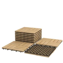 Tangkula 10-Piece Acacia Wood Deck Tiles Patio Interlocking Floor Tiles -Tangkula GUEST c20ad5c4 10c0 4bd6 8f71 3500bd15bc4a