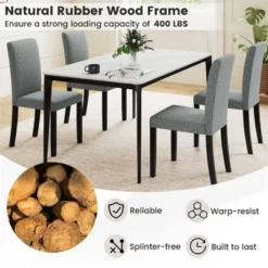 Tangkula Dining Chair Set Of 4 Mid-Century Modern Fabric Upholstered Parson Chairs -Tangkula GUEST c24ef33e 612c 4ea3 95eb bfe501b07411