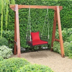 Tangkula Single Person Hanging Swing Outdoor Hanging Seat W/ Back Cushion & Seat Cushion -Tangkula GUEST c2fad9e7 67d3 45c6 9890 c5a8307577e9