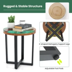 Tangkula 20" Round Teak Wood End Table Solid Live Edge Outdoor Side Table W/ Mahogany Base 16 Tangkula 20" Round Teak Wood End Table Solid Live Edge Outdoor Side Table W/ Mahogany Base -Tangkula GUEST c32a236d 8615 4bbc a3e6 c208cbcca496