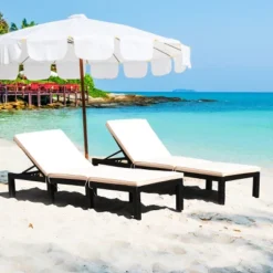 Tangkula 2PCS Cushioned Patio Rattan Chaise Lounge Chair Recliner W/ Adjustable Height -Tangkula GUEST c392c08c 848a 4f16 b4c6 252a9e4a9f7d