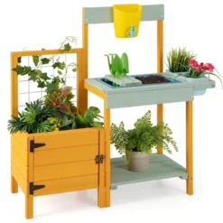 Tangkula Wooden Potting Bench For Kids W/ See-Through Window Planter Box Garden Trellis -Tangkula GUEST c495d8be 8893 416a 8f3c c858546e7e62