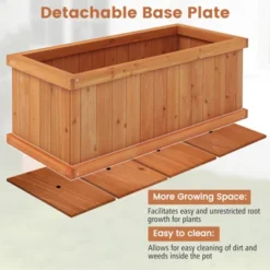 Tangkula Raised Garden Bed Fir Wood Rectangle Planter Box With Drainage Holes Detachable Base Plate Raised Patio Planter Kit Box -Tangkula GUEST c4f2ecd7 65ec 4ba9 b905 b63f59d41f03