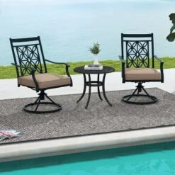 Tangkula Patio Metal Swivel Chairs Set Of 4 Fabric Bistro Chairs W/ Curved Armrests -Tangkula GUEST c505ba1d 206e 4956 b1a5 b11fc8a0ee8d