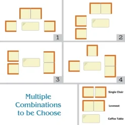 Tangkula 4PCS Rattan Furniture Set Coffee Table Cushioned Sofa Garden Lawn Patio Navy -Tangkula GUEST c520bc92 1281 4856 90d3 c8b97ced0d3f