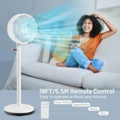 Tangkula 9" Pedestal Fan With Remote, Oscillating Air Circulator Fan W/ 3 Wind Speeds & 7 H Timer, Tiltable Design, Ultra Quiet Standing Fan White -Tangkula GUEST c5468f8c 40ae 4f89 8759 f4982e2c0275