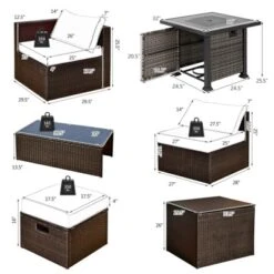 Tangkula 9 Pieces Furniture Set W/ 50,000 BTU Propane Fire Pit Table Patio Black -Tangkula GUEST c5779dde 7064 4407 9245 f6973253db0c