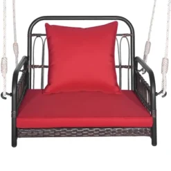 Tangkula Single Person Hanging Swing Outdoor Hanging Seat W/ Back Cushion & Seat Cushion -Tangkula GUEST c58d549f fd1e 417b 9c75 b9c0014ad475