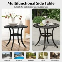 Tangkula Cast Aluminum Patio Table 24"Outdoor Round Side Table Anti-Rust Coffee Bistro Table -Tangkula GUEST c58e3897 eb94 4861 9aa2 302db6a4c32a