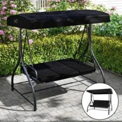 Tangkula Converting Patio Swing Chair Porch Swing Bed W/Adjustable Canopy & Thickened Cushion -Tangkula GUEST c5c16eb3 2a05 47fb 98f9 fbd3d4c6afd7