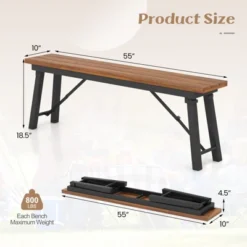 Tangkula Outdoor Folding Bench Set Of 2 55 Inches Long 2-3 Person Acacia Wood Backless Patio Dining Bench -Tangkula GUEST c5c7ee79 aead 48e5 8b00 6938a3e97d71
