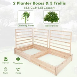 Tangkula Raised Garden Bed With 3 Trellises Outdoor Wood Planter Box With Divided Compartments -Tangkula GUEST c5cfd13c d548 4ef5 8593 4e90bd93c96d