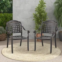 Tangkula 4 Pieces Cast Aluminum Patio Chair Bistro Dining Chair Outdoor Cast Aluminum Chair -Tangkula GUEST c5d06491 fe8c 4a89 a1f9 b27f5ae57fb8