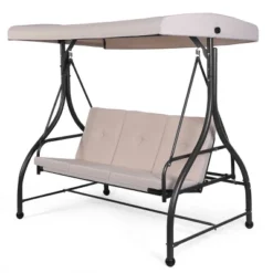 Tangkula 3 Person Porch Swing Hammock Bench Chair Outdoor With Canopy Turquoise/Beige/ Black/Brown/Wine Red -Tangkula GUEST c705b040 46ad 45dc 83ca ef8197789ec2