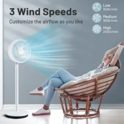 Tangkula 9" Pedestal Fan With Remote, Oscillating Air Circulator Fan W/ 3 Wind Speeds & 7 H Timer, Tiltable Design, Ultra Quiet Standing Fan White -Tangkula GUEST c721c6e4 ceb5 4911 944f 7c7613bc48cc
