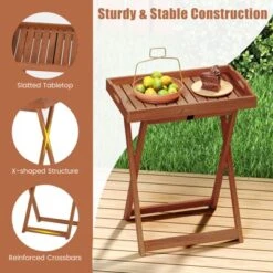 Tangkula Patio Solid Wood Tray Table W/ Removable Top Rectangular TV Tray Bistro Table -Tangkula GUEST c75d3497 3ca0 4246 bf72 fc09427a23e3 1