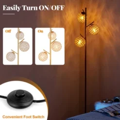 Tangkula 3-Globe Floor Lamp W/ Foot Switch & 3 E26 Bulb Bases Sturdy Metal Pole -Tangkula GUEST c76b16e1 e6b0 4482 a2d1 50229205adbd
